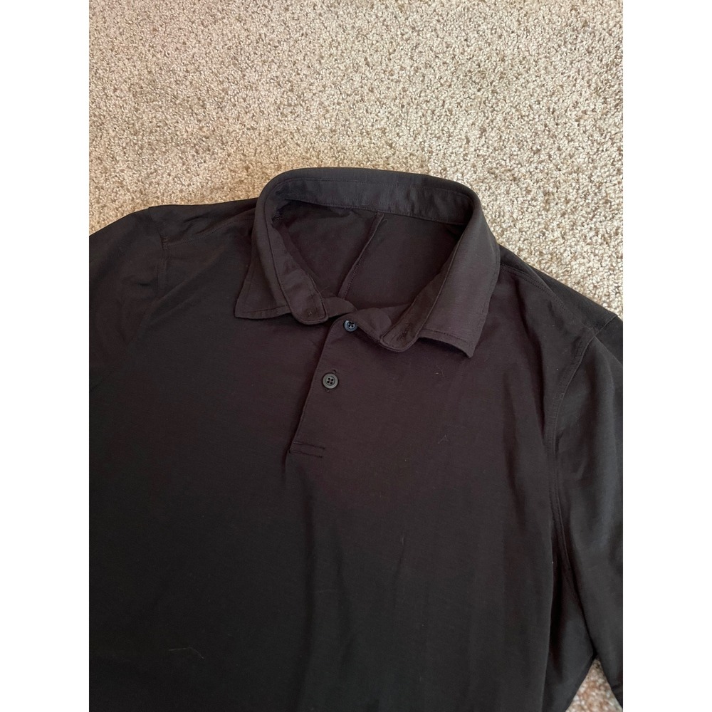 Lululemon Men's Performance Polo Shirt Small Black Short Sleeve Tech Evolution